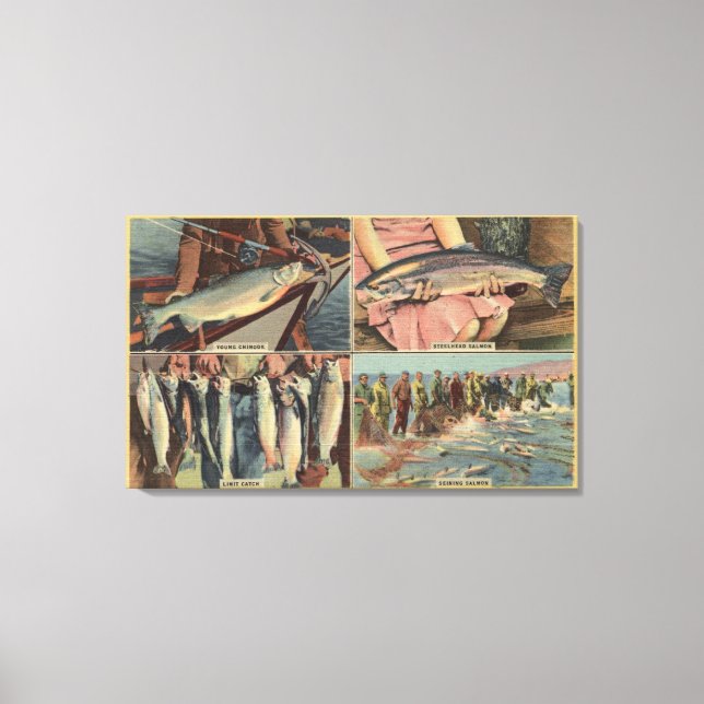 "Fiske är Bra i nordväst" - Chinook Canvastryck (Framsida)