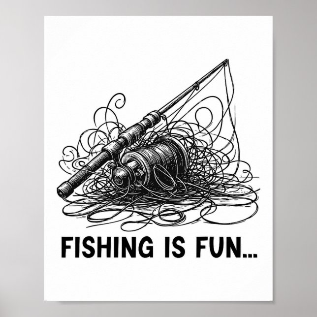 Fiske Är Kul Fågelbo Roligt  Poster (Framsidan)