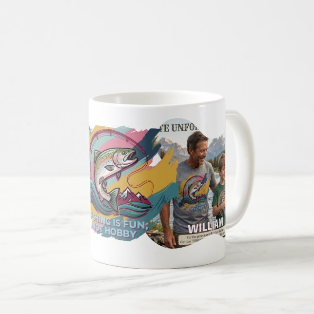 Fiske är kul inte hobby generationsfiskepresent kaffemugg (Framsida höger)