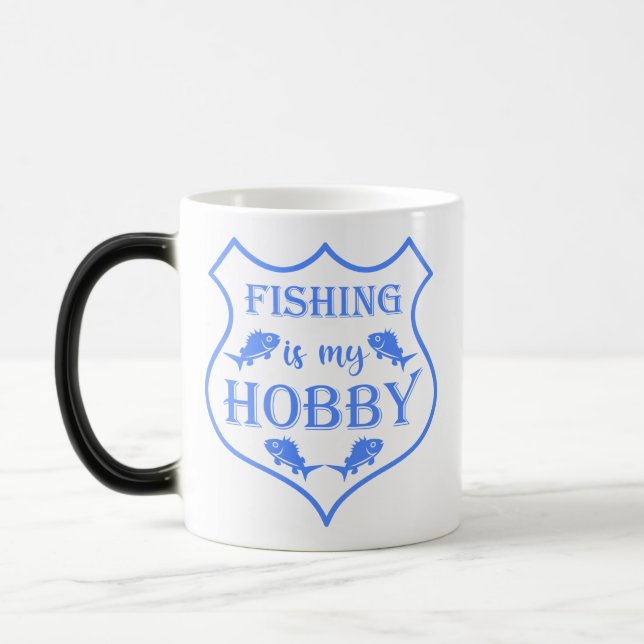 Fiske är min hobby sköld citat på vapensköld  magisk mugg (Vänster)