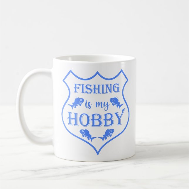 Fiske är min hobbysköld på vapensköld kaffemugg (Vänster)