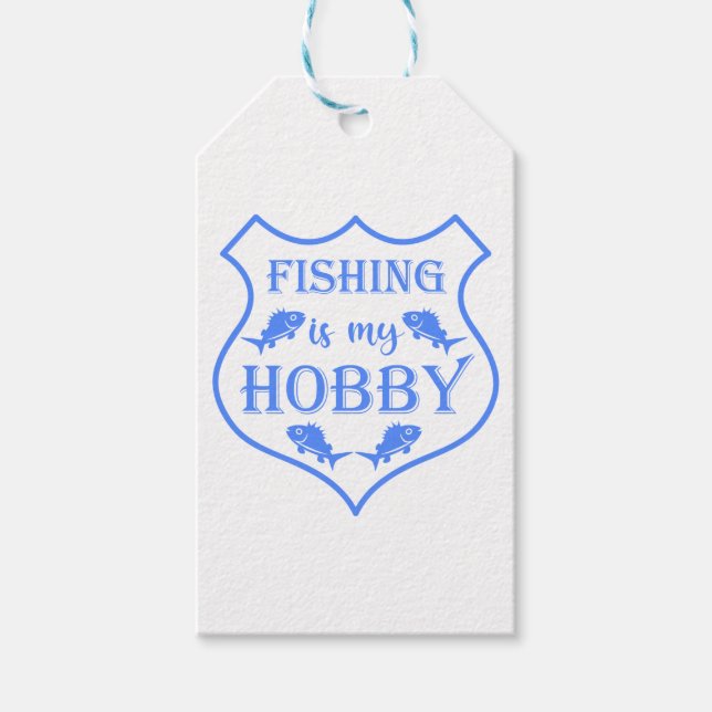 Fiske är min hobbysköld på vapensköld presentetikett (Framsidan)