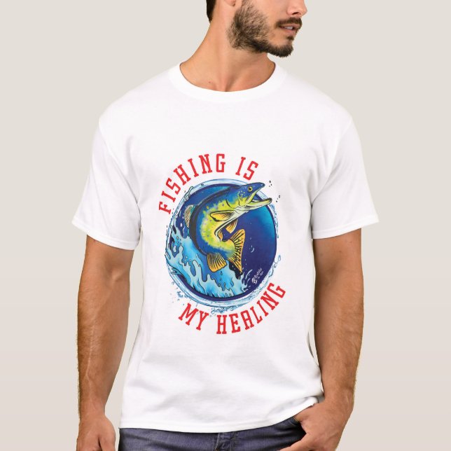 Fiske är min läkningsvit t shirt (Framsida)