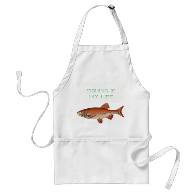 Fiske är min Life Manar Pappa Kitchen Apron Förkläde (Framsidan)