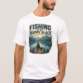 Fiske är min lyckliga plats Vintage sjöanglare T Shirt