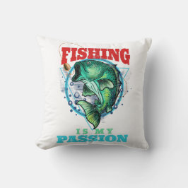 Fiske är min passion, Vintage Fishing Gift Idea Kudde