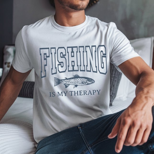Fiske är min terapi Tröja för Pappa, Fiskare Tee (fisherman gift, fishing shirt for dad, fishing sweatshirt for men, father’s day fishing gift,)