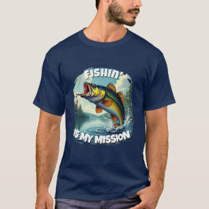Fiske är min Uppdrag Bass T-Shirt-för manar T Shirt