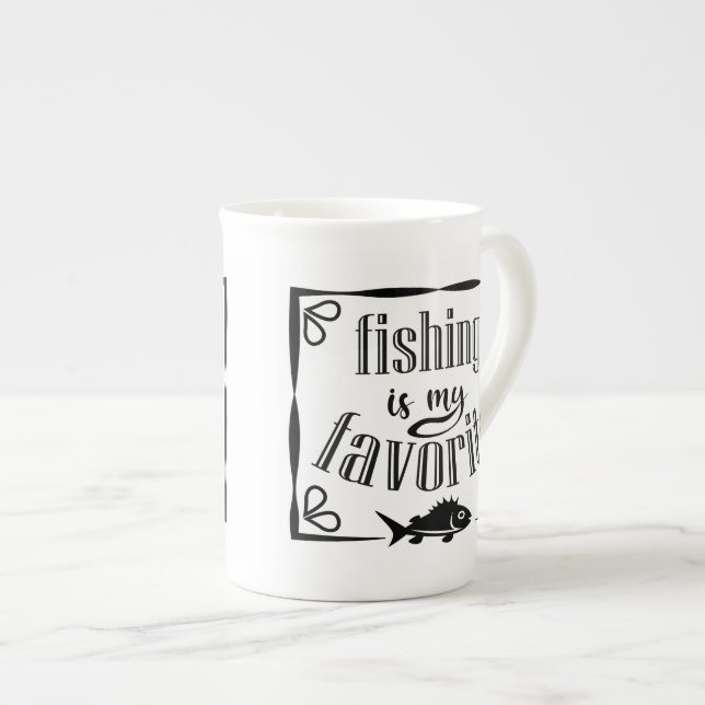Fiske är mitt favoritcitat benporslin mugg (Framsida höger)