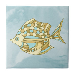 Fiske Art Blue Nautical Kakelplatta