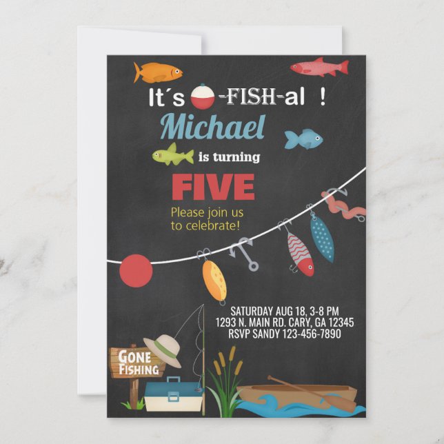 Fiske av o-fish-al-pojkens födelsedagsinbjudan. inbjudningar (Framsida)