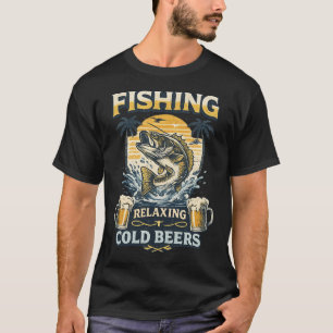 Fiske avkopplande kalla öl vintage fiske skjorta t shirt