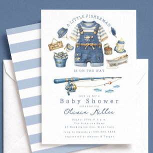 Fiske Baby Shower Inbjudan Pojke Tema