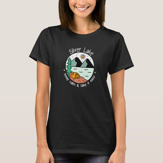 Fiske Båttur Camping  Ta Det Lugnt Silver Lake T Shirt (Framsida)