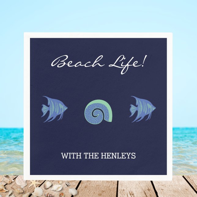 Fiske Beach House för marinblått Rand Namn Pappersservett (Skapare uppladdad)