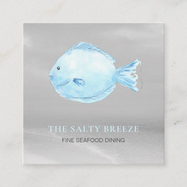 *~* Fiske Beach Sand Sea Dining Tropical  Fyrkantigt Visitkort (Framsida)
