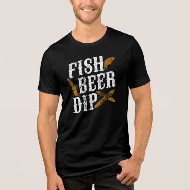 Fiske Beer Dip Lung Exdoor Party Gag T Shirt (Framsida)