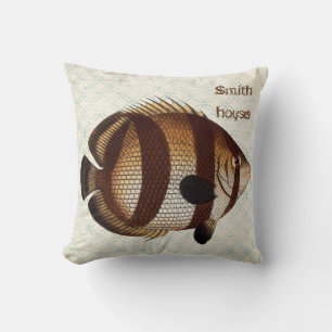 Fiske Blue Vatten Square Dekorativ kudde