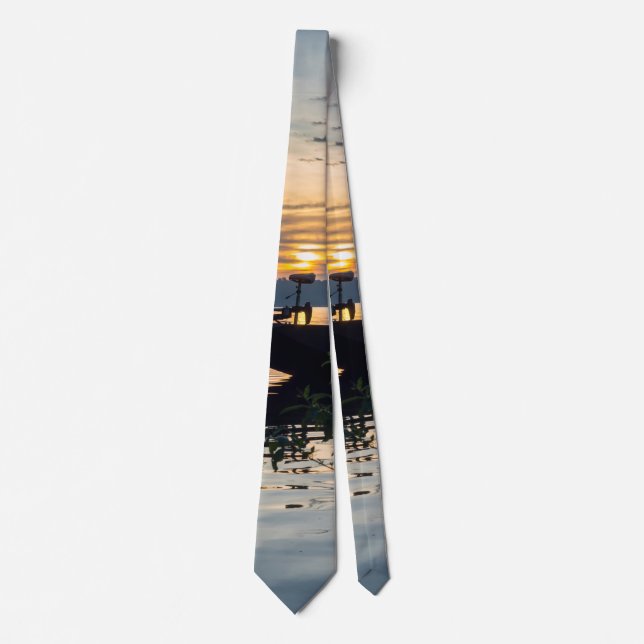 Fiske Boat Sunrise Neck Tie Slips (Framsida)