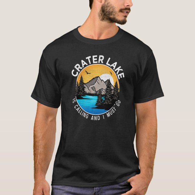 Fiske Boating Camping Lakeview Crater Sjö T Shirt (Framsida)