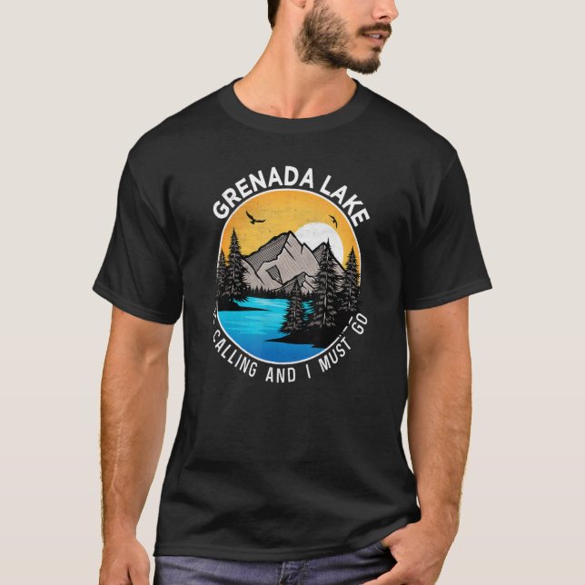 Fiske Boating Camping Lakeview Grenada Sjö T Shirt (Framsida)