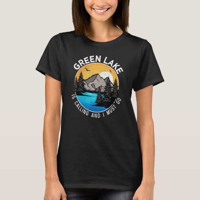Fiske Boating Camping Lakeview Grönt Sjö T Shirt (Framsida)