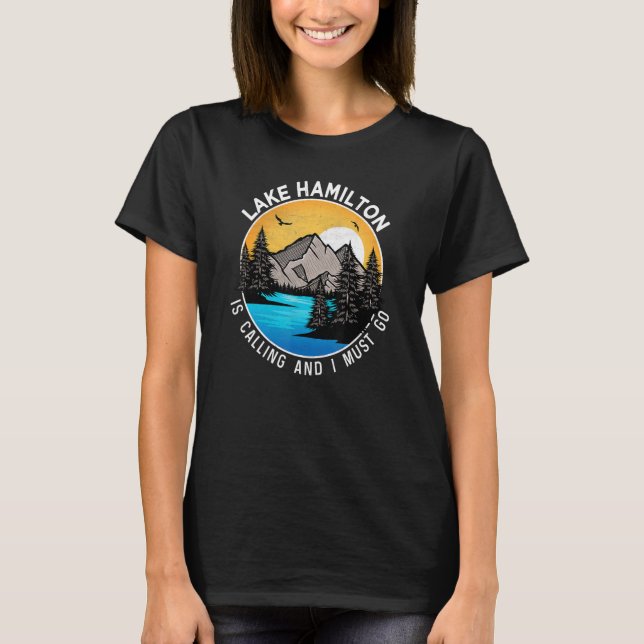 Fiske Boating Camping Lakeview Sjö Hamilton T Shirt (Framsida)