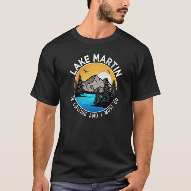 Fiske Boating Camping Lakeview Sjö Martin T Shirt (Framsida)