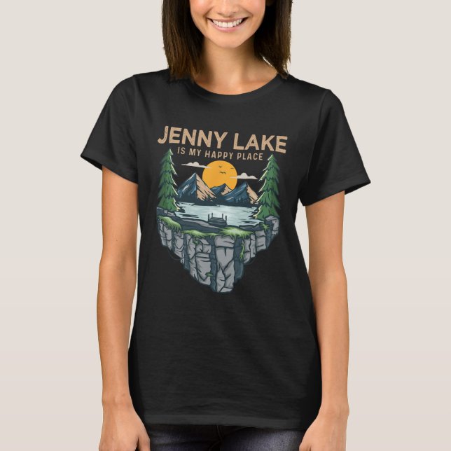 Fiske Boating Camping - Min Lycklig Ställe Jenny L T Shirt (Framsida)
