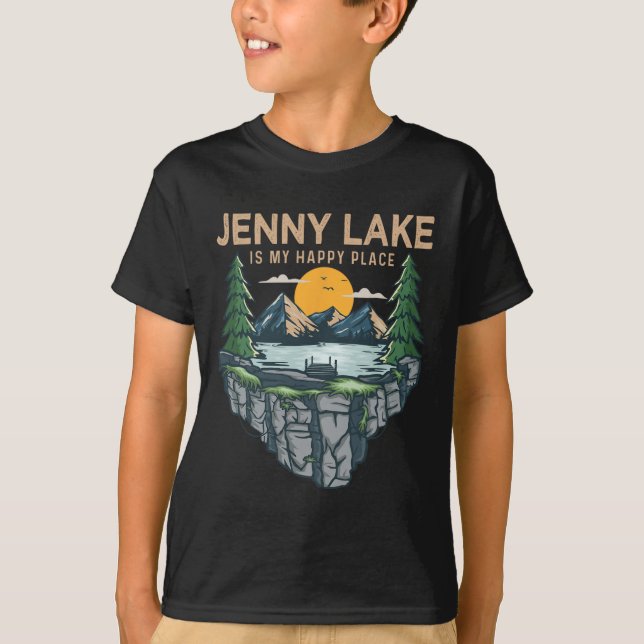 Fiske Boating Camping - Min Lycklig Ställe Jenny L T Shirt (Framsida)