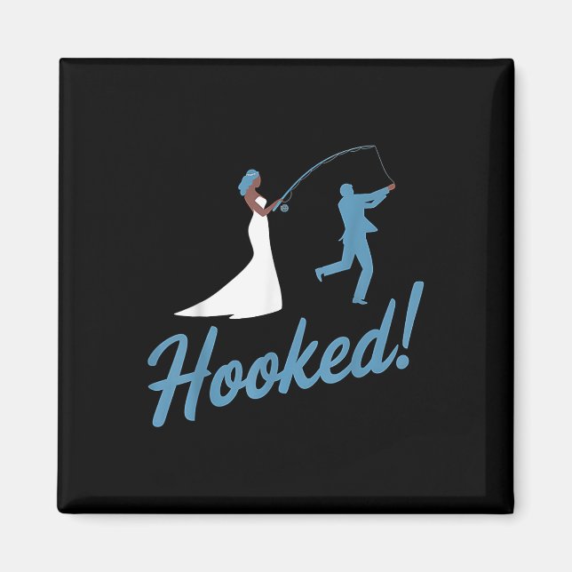 Fiske Bröllop Groom Hooking Funny Giftermål Gift Magnet (Framsidan)