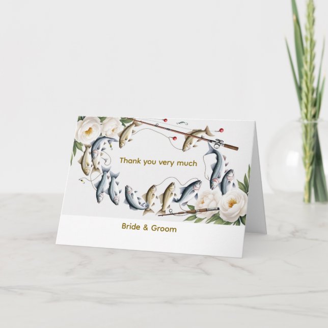 Fiske Bröllop som temat för fiske i älskare Tack Kort (Framsida)