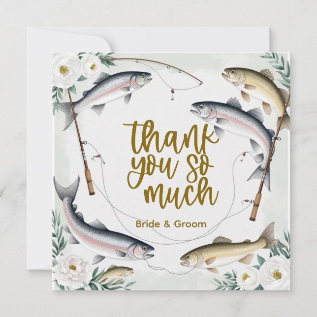 Fiske Bröllop som temat för fiske i älskare Tack Kort (Framsida)