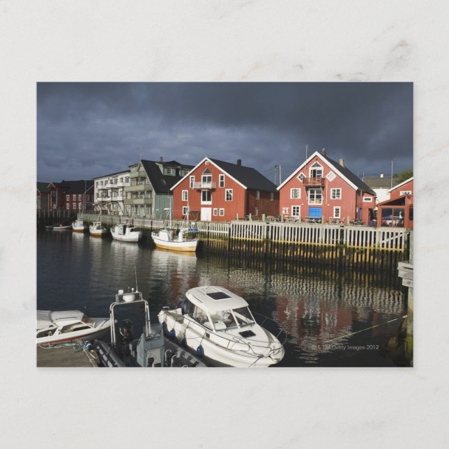 Fiske byn Henningsvaer, lågsäsong, Vykort (Framsida)