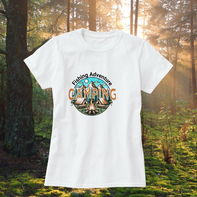 Fiske/Camping Äventyr Dam T-Shirt (Camp Shirt)