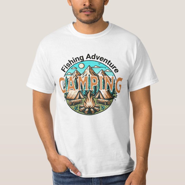Fiske/Camping Äventyr T Shirt (Framsida)