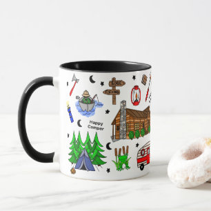 Fiske, camping, mittpunkt mugg