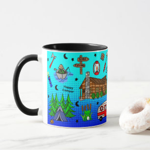 Fiske, camping, mittpunkt mugg