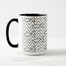 Fiske Chevron Rand Geometric Mönster Mugg
