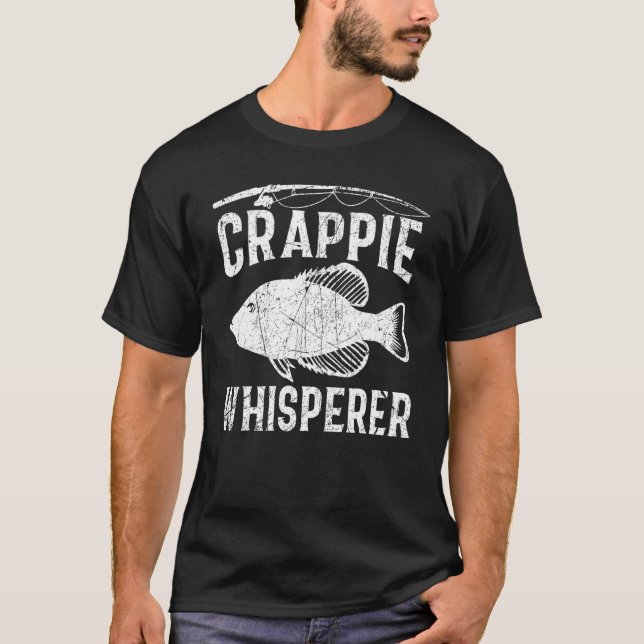Fiske Crappie Viskar Svart Och Vit Färg T Shirt (Framsida)