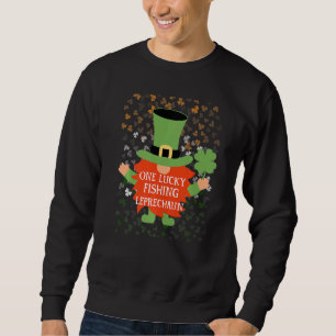 Fiske - den bekväma St Patrick S Day Lucky Gnome-f Lång Ärmad Tröja