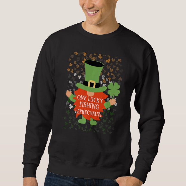 Fiske - den bekväma St Patrick S Day Lucky Gnome-f Lång Ärmad Tröja (Framsida)
