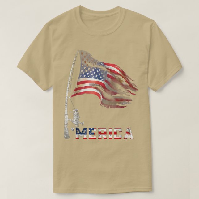 Fiske efter amerikansk Flagga Merica Fisherman Pat T Shirt (Design framsida)