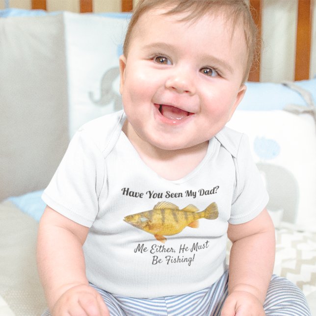 Fiske efter Baby Pappa Perch Sports Hobby T Shirt (Funny fishing themed baby onesie for the perch fisherman.)