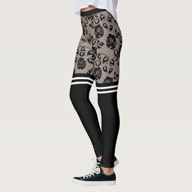 Fiske efter bottenskåp i Faux Black Ro Snöre Leggings (Vänster)