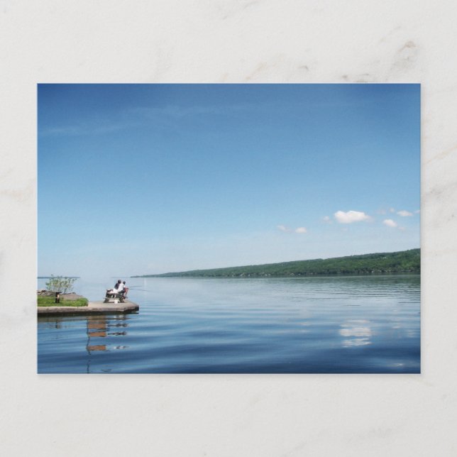Fiske efter Cayuga Sjö Vykort (Framsida)