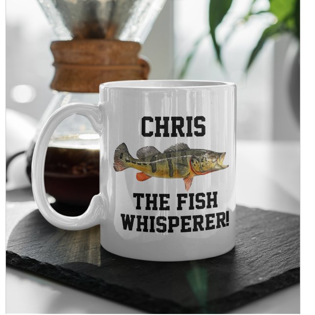 Fiske efter fisk av arten Whisperer, Namn Kaffemugg (Fish whisperer great gift fishing coffee mug for peacock bass anglers)