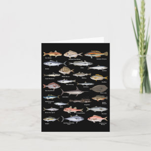 Fiske efter fiskeidentifieringsdiagram för vintage kort