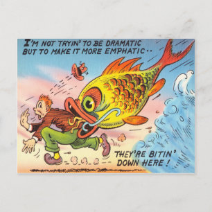 Fiske efter fiskekortets Tecknad Vykort