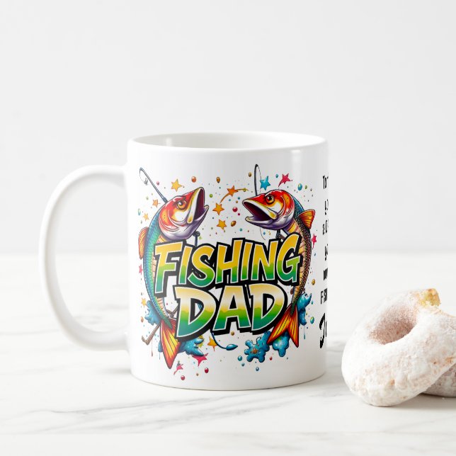 Fiske efter fiskgraffiti-citat från Pappa Fars dag Kaffemugg (Med munk)